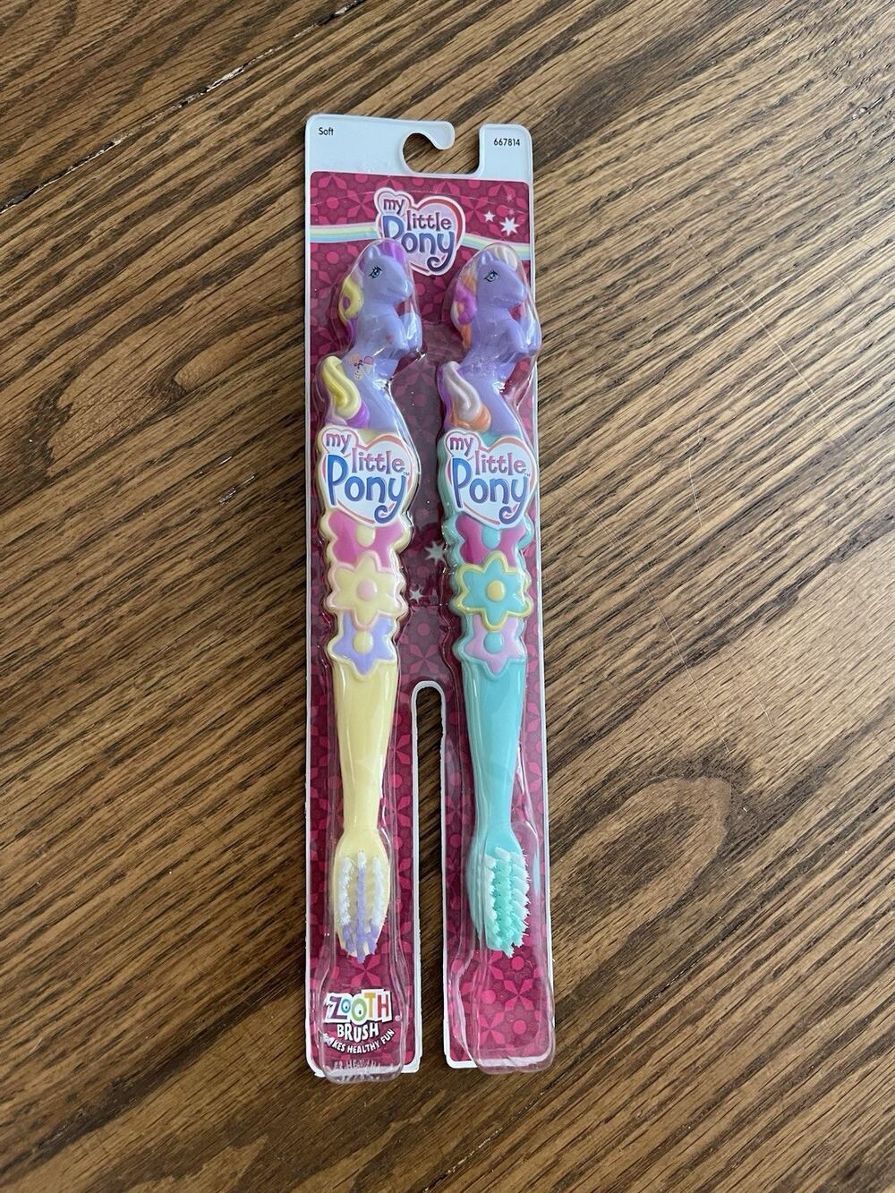 My Little Pony Soft Toothbrush 2-Pack Zooth Brush Hasbro 2006 Pony Handle NEW